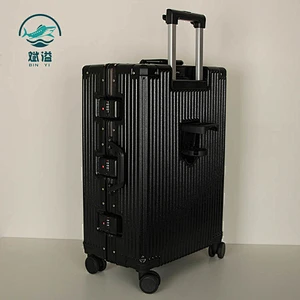 Aluminum carry-on luggage with cup holder